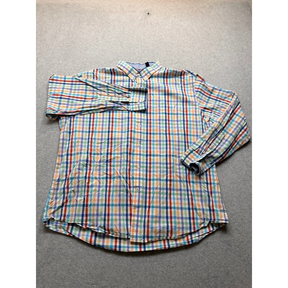 Tommy Hilfiger Mens Multi Color Plaid Long Sleeve Button Down Shirt Size XL